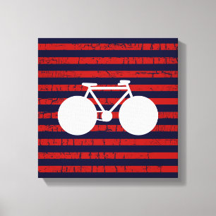 Impressão Em Tela bicicleta branca moderna & listras vermelhas