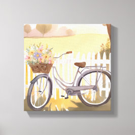 Impressão Em Tela Bicicleta com Cesto de Flores | Aquarela Floral
