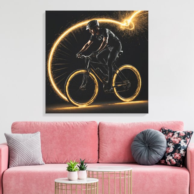 Impressão Em Tela Bicicleta Neon ouro (Insitu(Sala de estar))