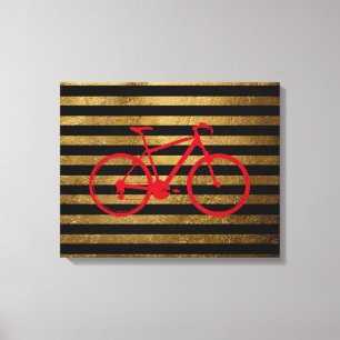 Impressão Em Tela bicicleta vermelha e ouros/faixas pretas