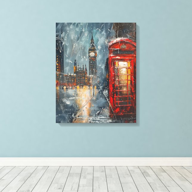 Impressão Em Tela Big Ben e o Red Phone Booth (Insitu(piso de madeira))