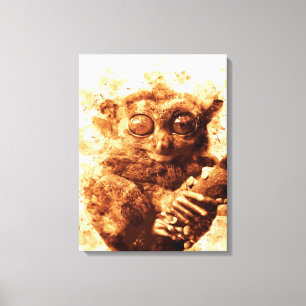 Impressão Em Tela Big Eyes Monkey Coffee Art  Funny Monkey  Design