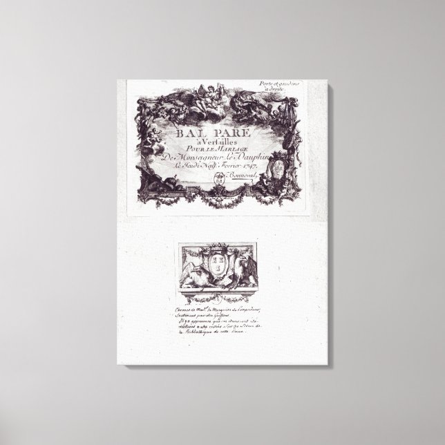 Impressão Em Tela Bilhete de entrada para a bola em Versalhes (Frente)