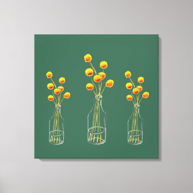 Impressão Em Tela Billy Button, flores amarelas felizes da Austrália (Frente)