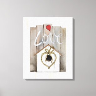 Impressão Em Tela Birdhouse rústico dos namorados