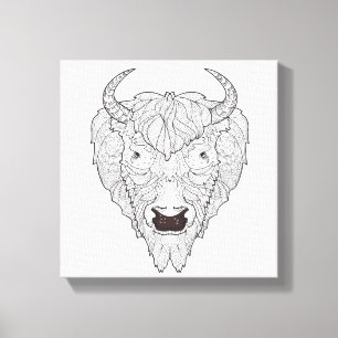 Impressão Em Tela Bison Head Doodle 6