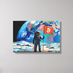 Impressão Em Tela "Bitcoin Lua" Pintura a Óleo #2