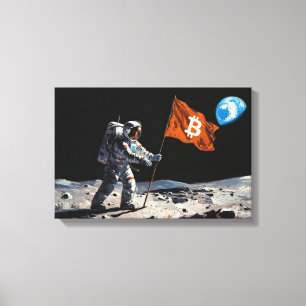 Impressão Em Tela "Bitcoin Moon" Pintura a Óleo #1