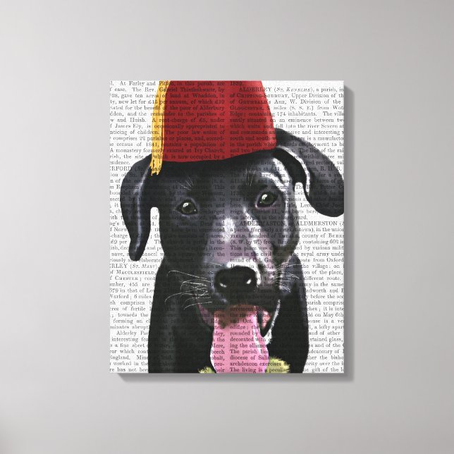 Impressão Em Tela Black Labrador Com Fez (Frente)
