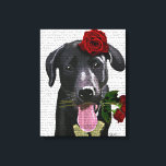 Impressão Em Tela Black Labrador com Rosas<br><div class="desc">Pets</div>