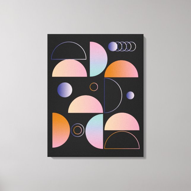 Impressão Em Tela Black Pink Orange Abstract Art Pattern (Frente)