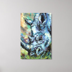 Impressão Em Tela Black Rhino Grazes Em Savana - Pintura Original