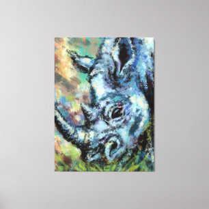 Impressão Em Tela Black Rhino Grazes Em Savana - Pintura Original
