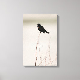 Impressão Em Tela Blackbird Com Ala Vermelha Empoleirado na Ramifica
