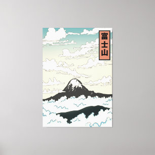 Impressão Em Tela Bloco de arte do Monte Fuji Japão.