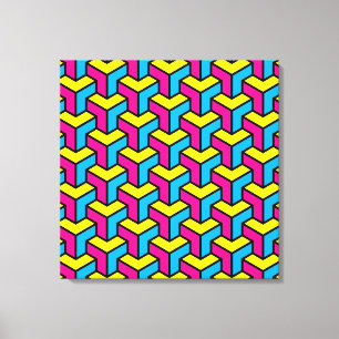 Impressão Em Tela Bloco de Ilusão Óptica Geométrica CMYK Brold Vibra