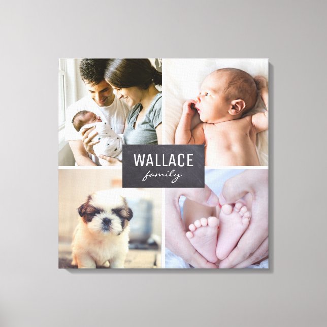 Impressão Em Tela Blocos de Colagem de Fotos da Família Personalizad (Frente)