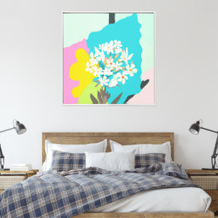 Impressão Em Tela Blocos de Cor Floral Artística do Pastel Abstrato