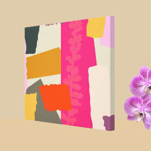 Impressão Em Tela Blocos de cores da silhueta botânica artística mod