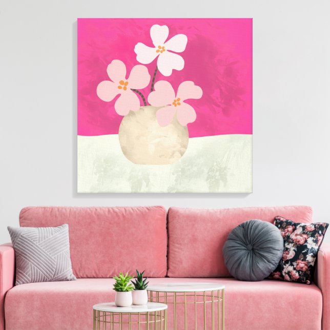 Impressão Em Tela Blogues Florais Rosa (Insitu(Sala de estar))