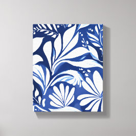 Impressão Em Tela Blue Botanical Watercolor Floral Pattern