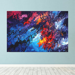 Impressão Em Tela Blue Ember Blue Red Contemporâneo Abstrato Art