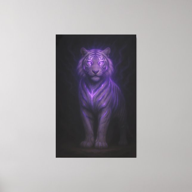 Impressão Em Tela Blue Flame Guardian White Tiger – Standing Divine  (Frente)