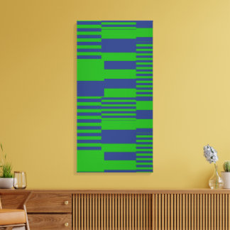 Impressão Em Tela Blue Green Patchwork Stripes Design 