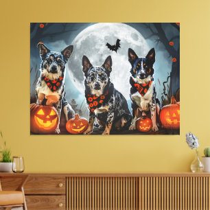 Impressão Em Tela Blue Heeler Halloween Assustador