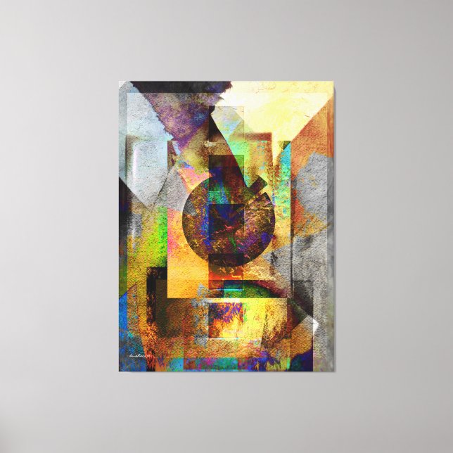 Impressão Em Tela Blue Hope Geométrico Industrial Grunge Art 7° (Frente)