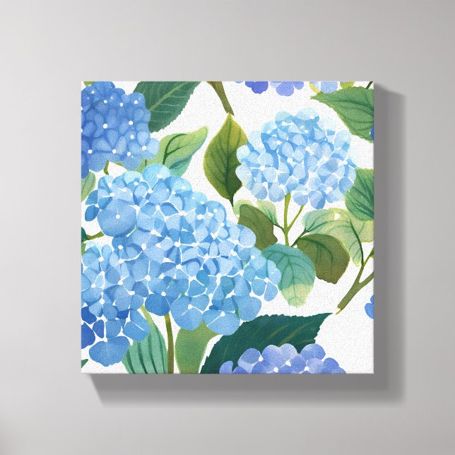 Impressão Em Tela Blue Hydrangeas | Linda Floral Bush (Frente)