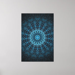 Impressão Em Tela Blue Mandala Net Retro Hippie Trippy Boho Chic