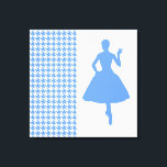Impressão Em Tela Blue Modern Houndstooth c/ fashion Silhouette<br><div class="desc">Padrão moderno de Houndstooth do século médio na paleta colorida "Moods Modernos" de Emporio Moffa,  que lembra as cores da cozinha,  da moda e do decoro doméstico dos anos 50.</div>
