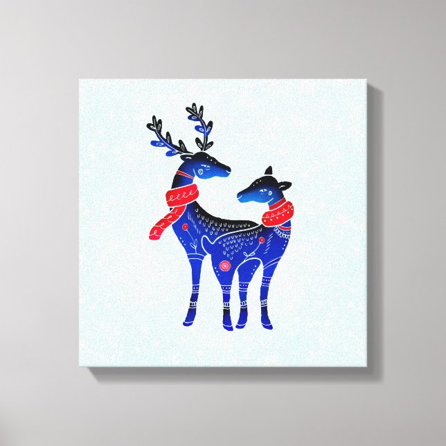 Impressão Em Tela Blue Nordic Christmas Reindepaer (Frente)