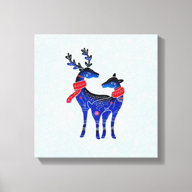 Impressão Em Tela Blue Nordic Christmas Reindepaer (Frente)