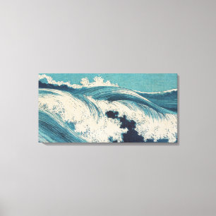 Impressão Em Tela Blue Ocean Waves Woodcut