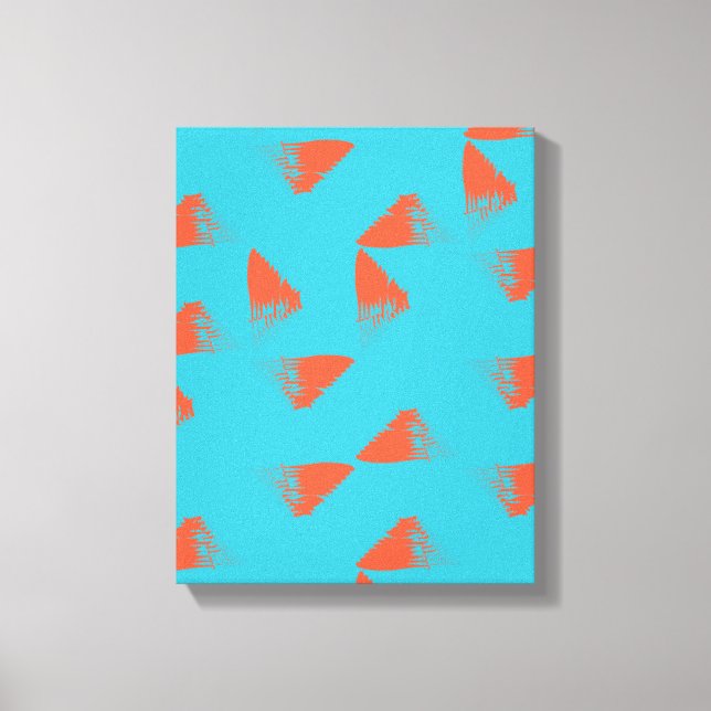 Impressão Em Tela Blue, orange, vibrant, trendy geometric pattern (Frente)