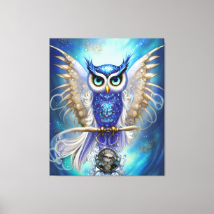 Impressão Em Tela Blue Steampunk Owl