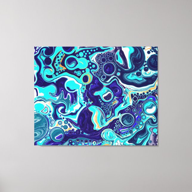 Impressão Em Tela Blue TeOcean Swirls Marble Fluid Art (Frente)