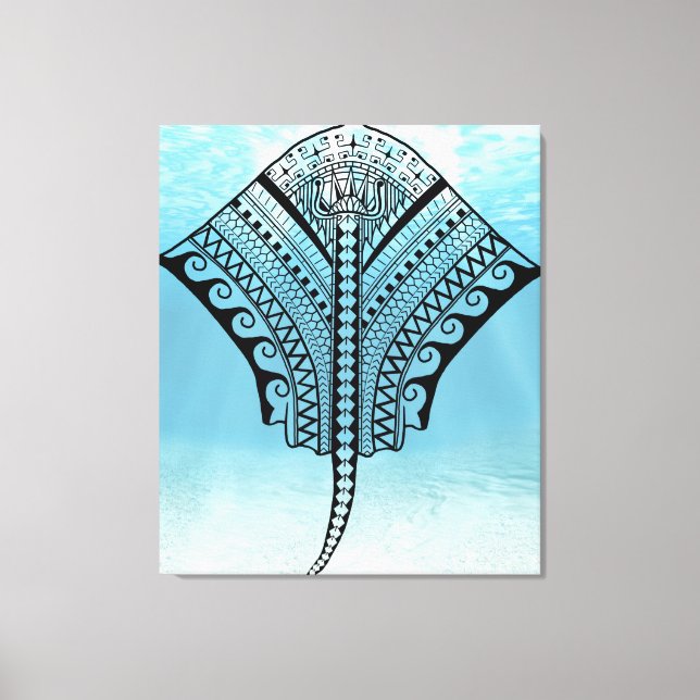 Impressão Em Tela Blue Tribal Stingray (Frente)