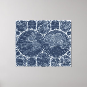 Impressão Em Tela Blueprint do Mundo