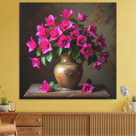 Impressão Em Tela Blühende Eleganz – Bougainvillea in Porzellanvase