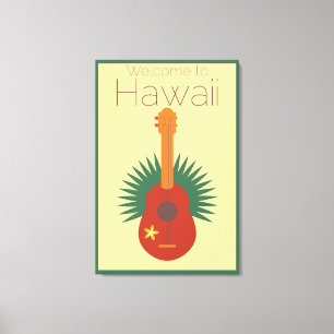 Impressão Em Tela Boa vinda ao Ukulele de Havaí retro