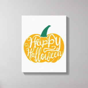 Impressão Em Tela Boas inscrições do Dia das Bruxas em abóbora escul
