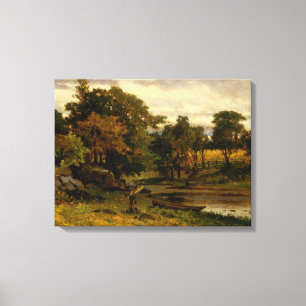 Impressão Em Tela Boat Mooring Near Stream - Edward Banister - c1879