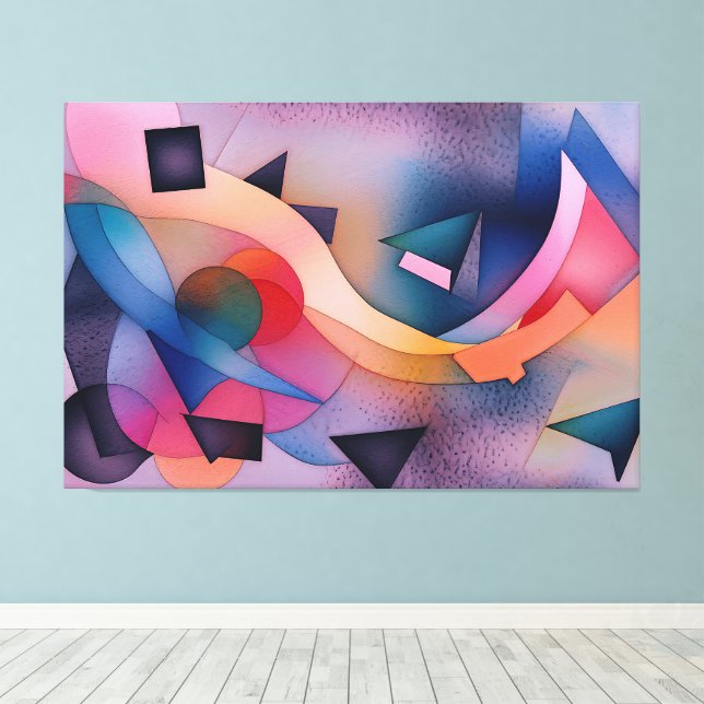 Impressão Em Tela "Boat On Water" Arte Abstrato Contemporânea (Insitu(piso de madeira))