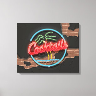 Impressão Em Tela Boate de Cocktail Neon