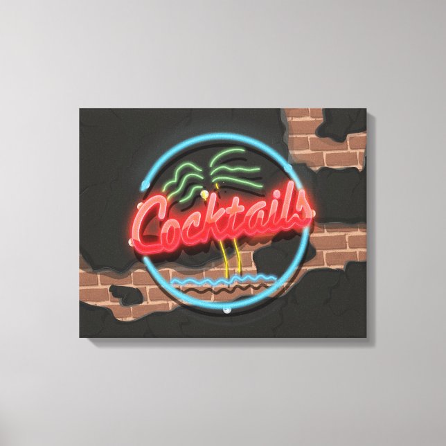 Impressão Em Tela Boate de Cocktail Neon (Frente)