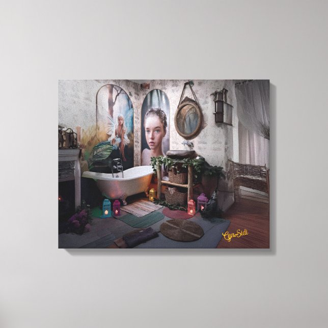 Impressão Em Tela "Bohemian Bath Bliss - Fada e Legância Feminina (Frente)