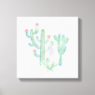 Impressão Em Tela Bohemian Watercolor Cactus